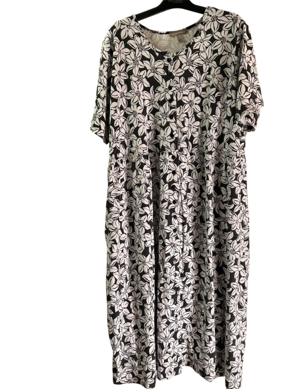 Women Within Short Sleeve Cotton Floral Long Dress with Pockets Size 2X - Picture 3 of 6